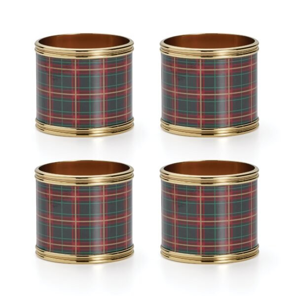 Holiday Nouveau Plaid Napkin Rings S/4