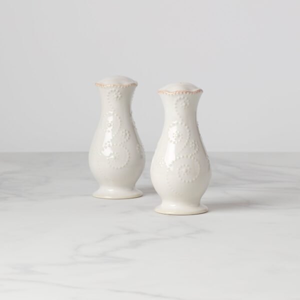 French Perle White Salt and Pepper Set
