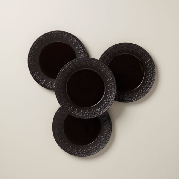 Chelse Muse Fleur Matte Black 4pc Accent Plate Set